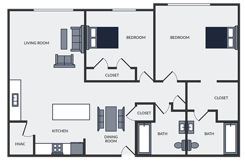 floor plan of a 2 bedroom apartment